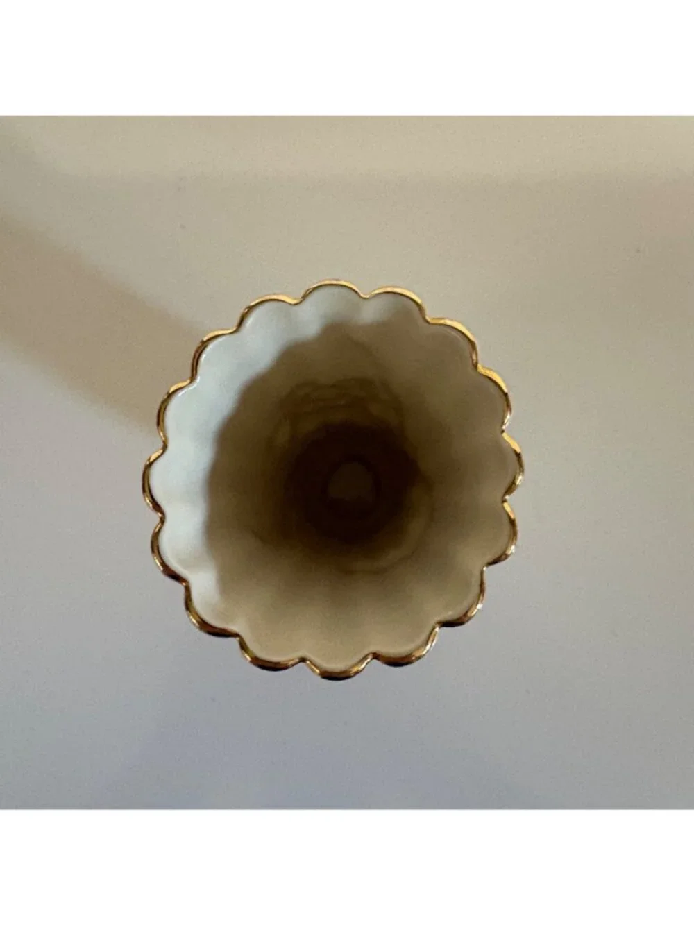 Lenox Porcelain Bud Vase Ivory Floral Scalloped Gold Trim Coquette Home Decor